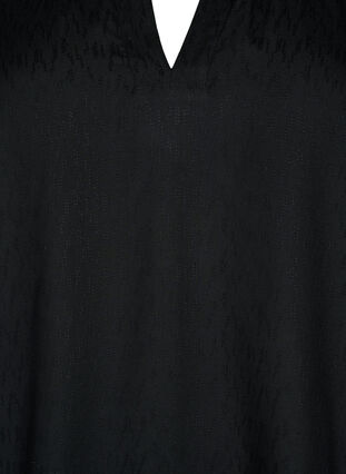Wiskozowa bluzka z krótkimi rekawami i dekoltem w szpic, Black, Packshot image number 2