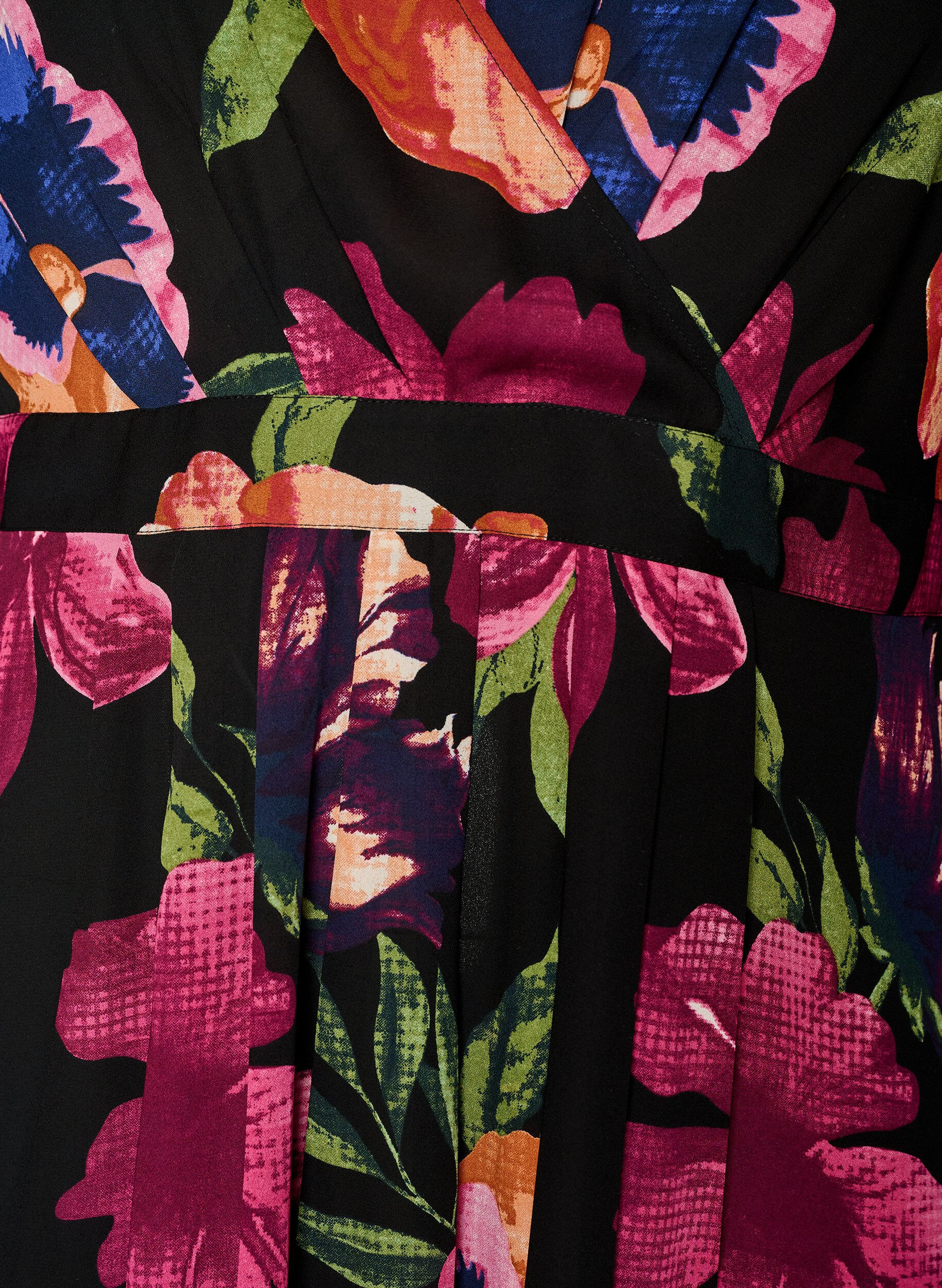 Zizzi Maxi sukienka z wykladanym dekoltem i dlugim rekawem, Czarne, Packshot image number 2