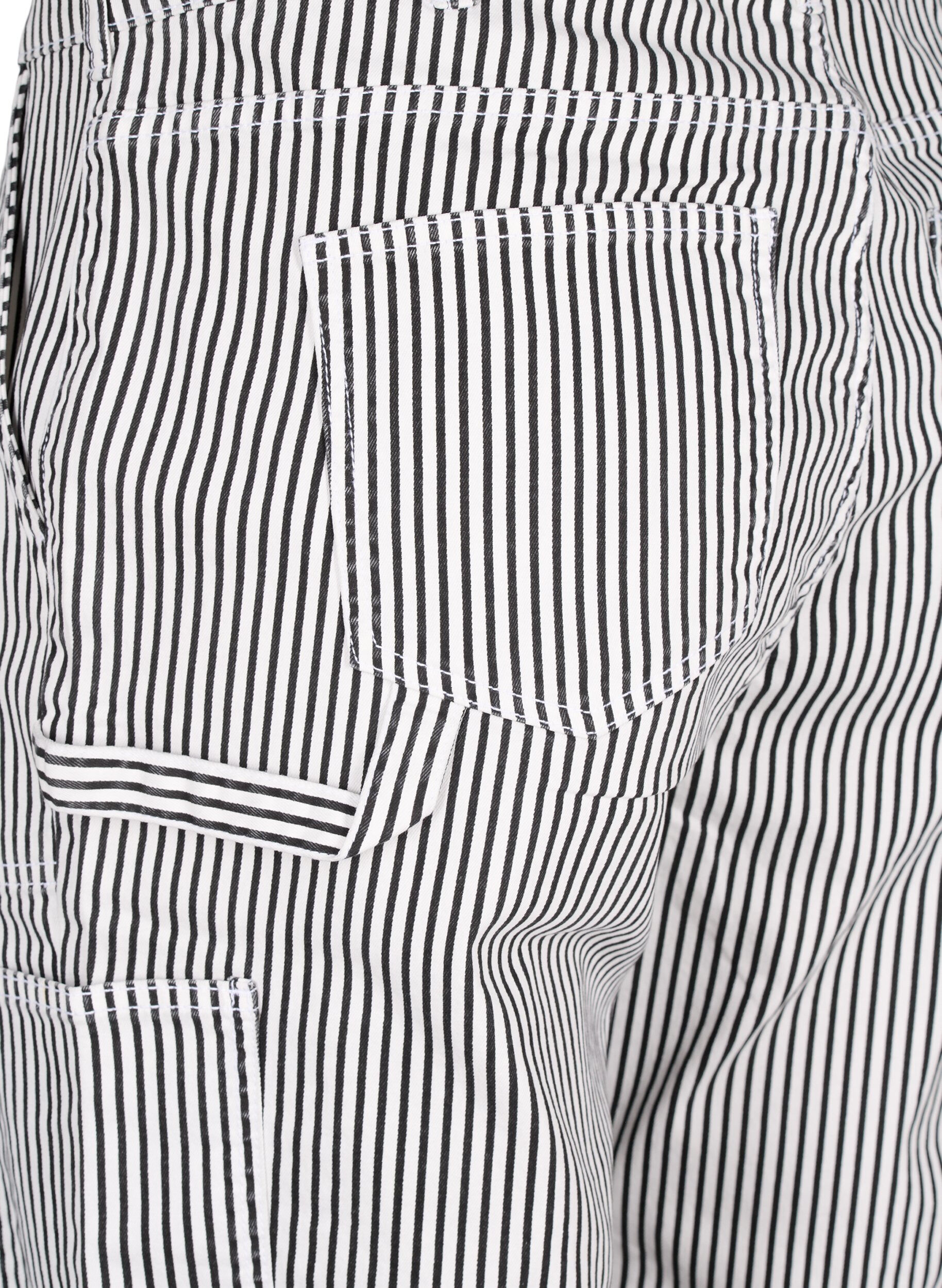 Zizzi  Jeansowe boj&oacute;wki w paski o prostym kroju, Black White Stripe, Packshot image number 4
