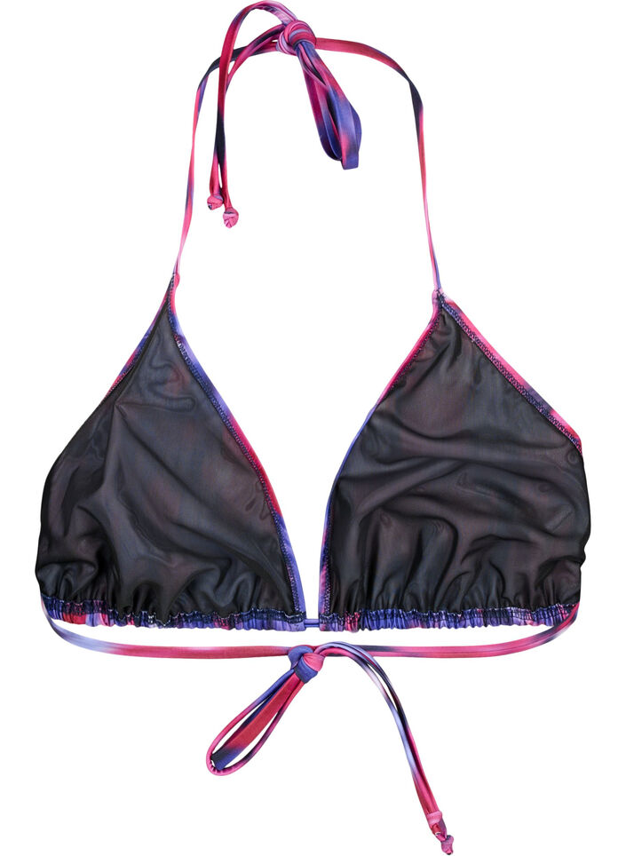 Trójkatny biustonosz bikini z nadrukiem, Różowy, Packshot image number 1