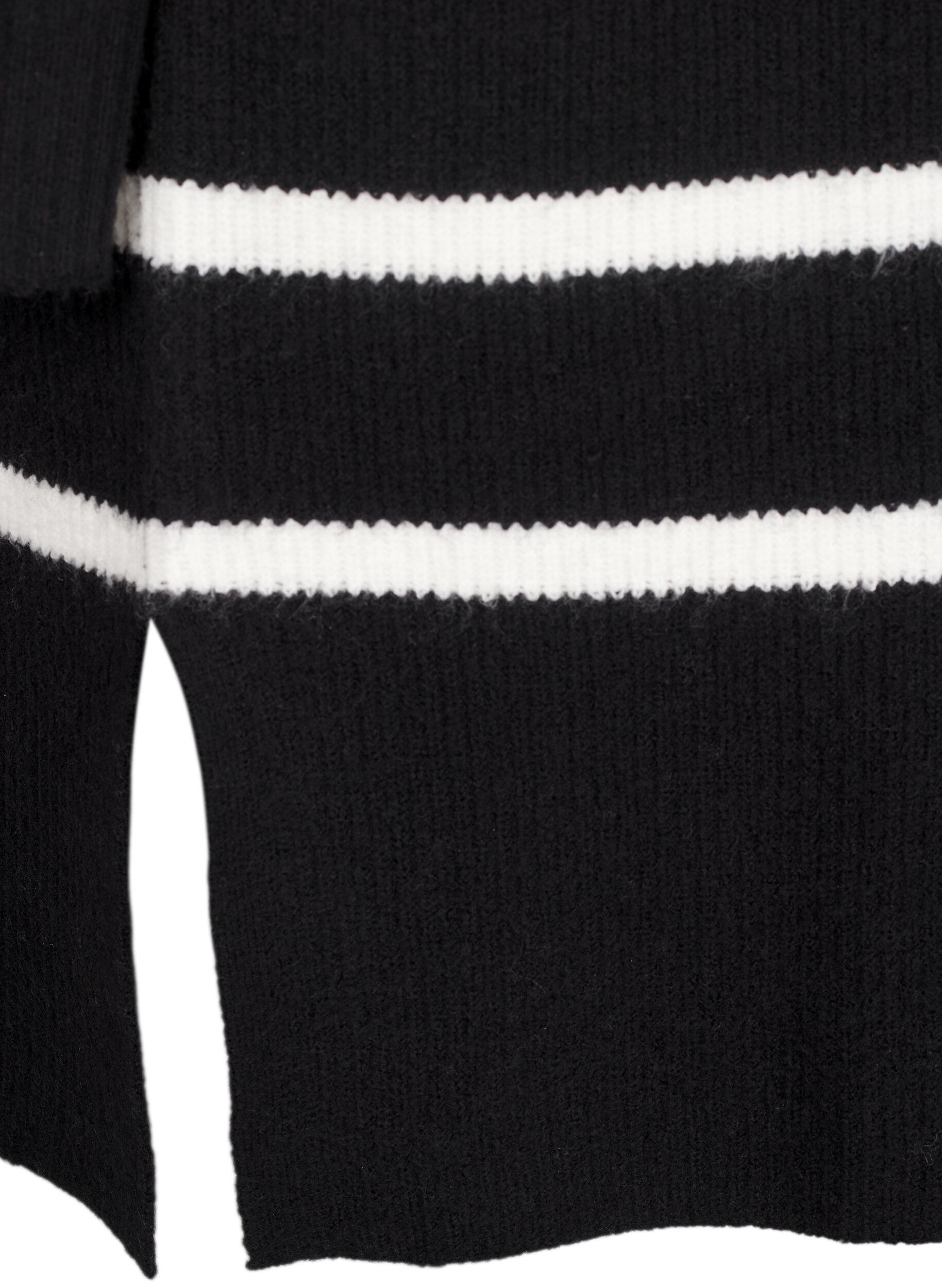 Zizzi Dzianinowa sukienka z dlugimi rekawami w paski, Black Cloud D. Comb, Packshot image number 3