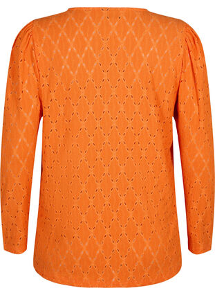 Azurowa bluzka z dekoltem w serek, Carrot, Packshot image number 1