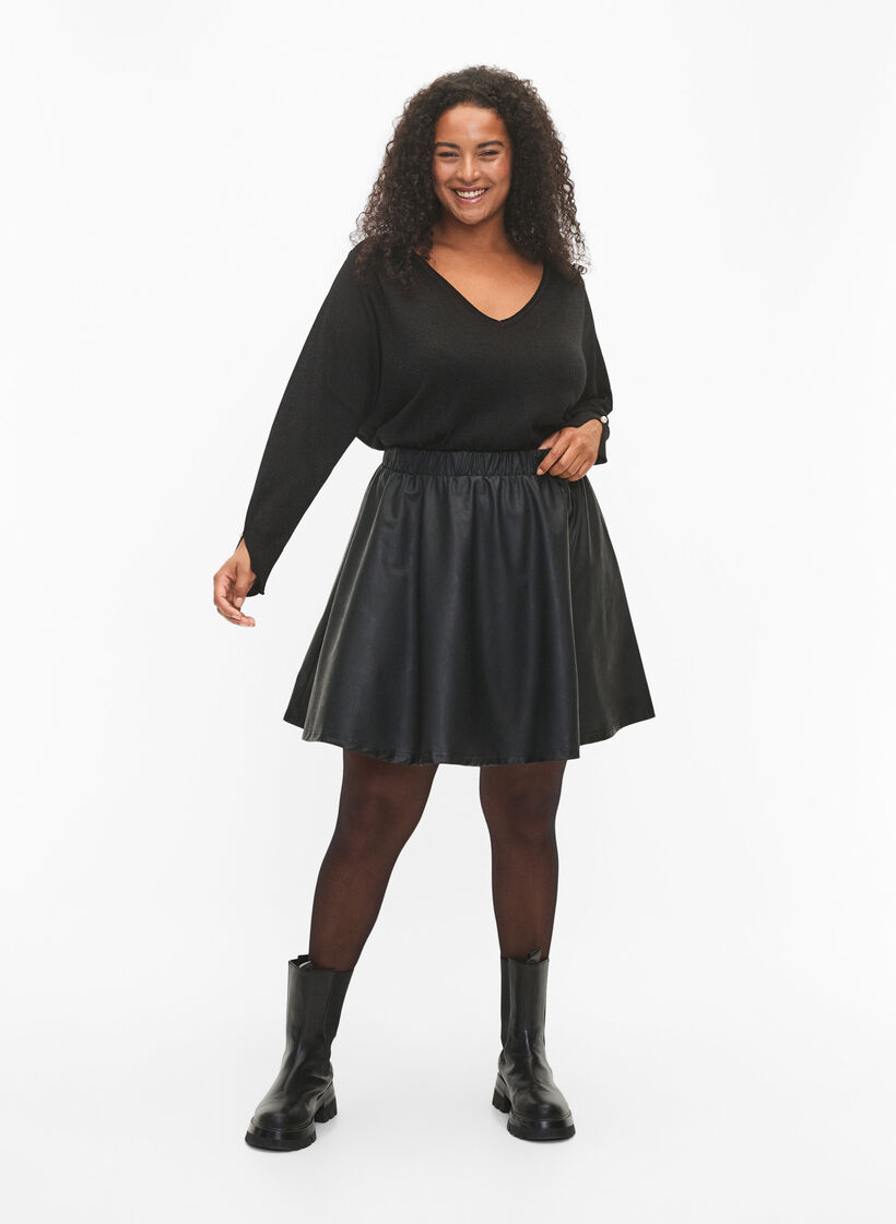 Bluzka z dzianiny wiskozowej z brokatem, Black w. DTM Lurex, Model image number 3