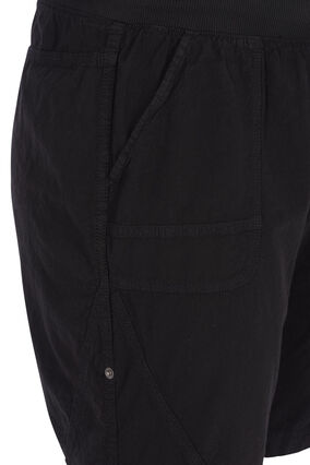 Luzne bawelniane szorty z kieszeniami, Black, Packshot image number 2