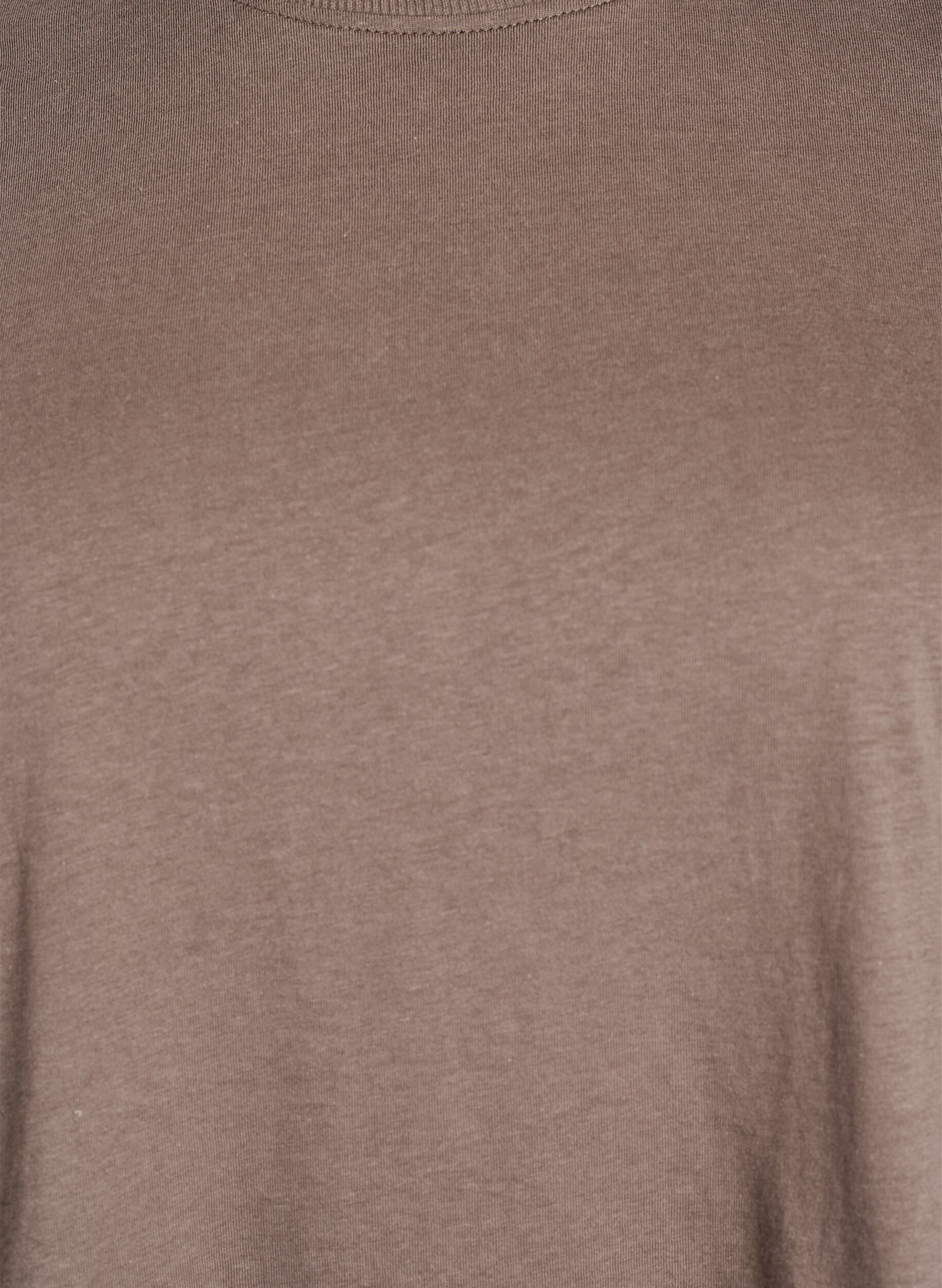 ZizziPodstawowa koszulka bawelniana z okraglym dekoltem, Brązowy, Packshot image number 2