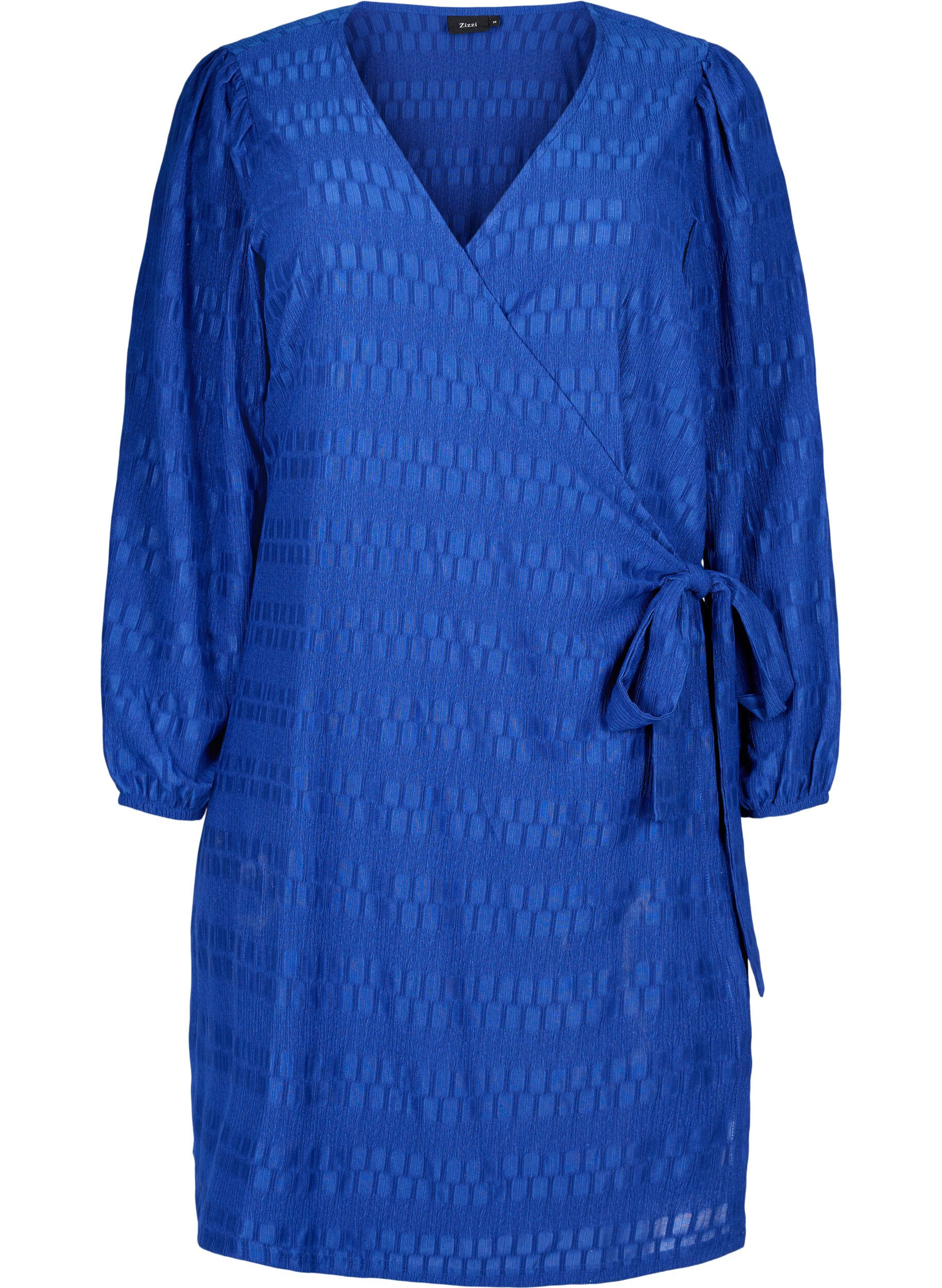 Zizzi Wrap dress with long sleeves, Surf the web, Packshot image number 0
