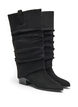 Dlugie buty w stylu zamszowym z odpinanym cholewem, Czarne, Packshot image number 1