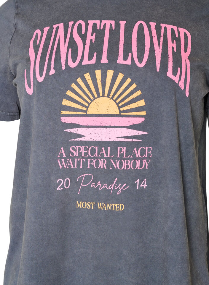 Koszulka bawelniana z nadrukiem z przodu i efektem sprania, Szary, Packshot image number 2