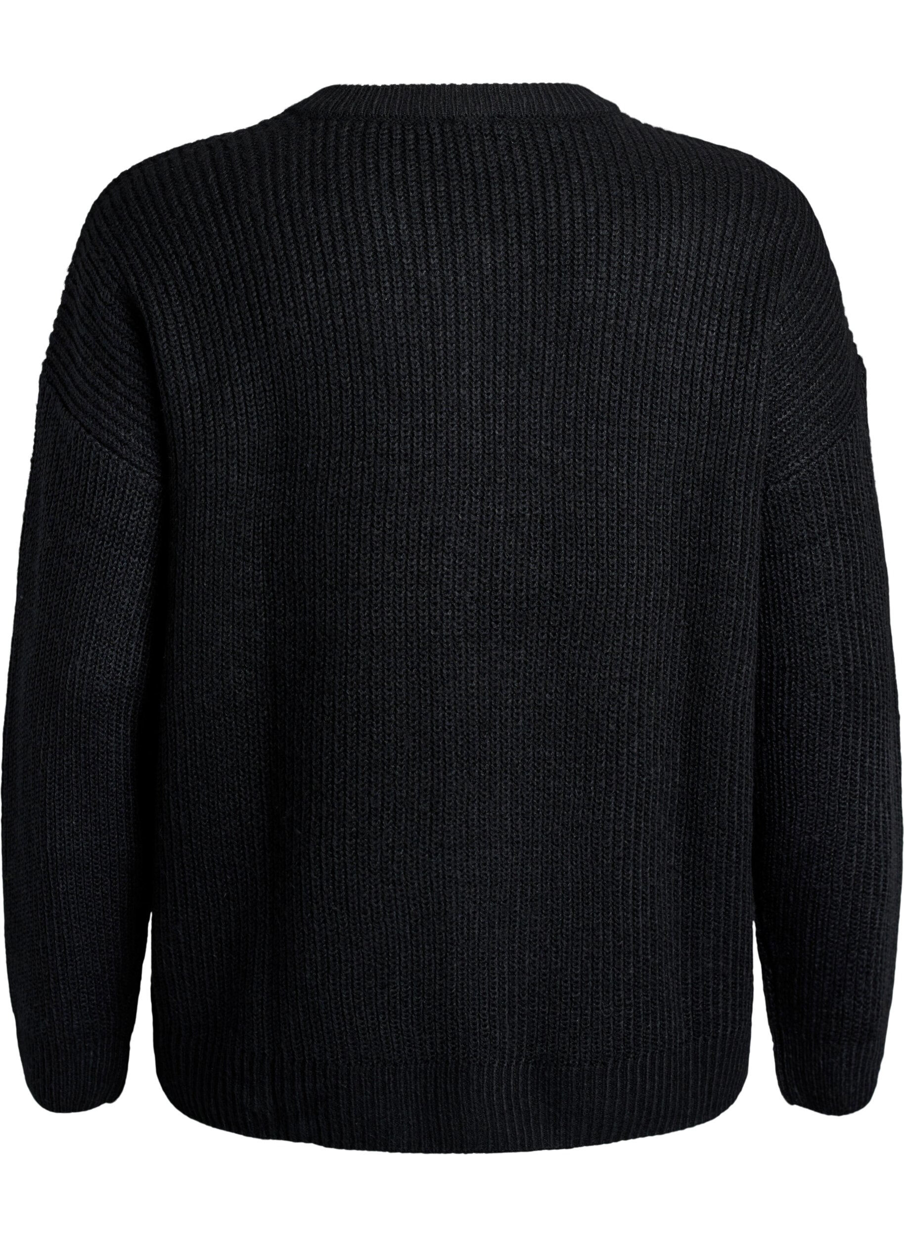 Zizzi FLASH - dzianinowy kardigan z zamkiem blyskawicznym, Czarne, Packshot image number 1