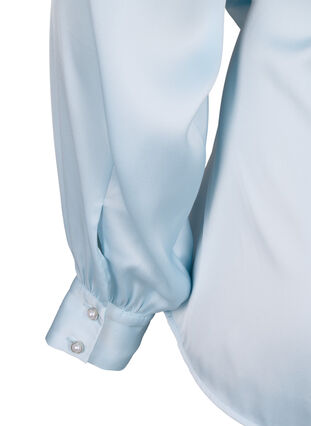 Satynowa bluzka wieczorowa z chusta, Delicate Blue, Packshot image number 4