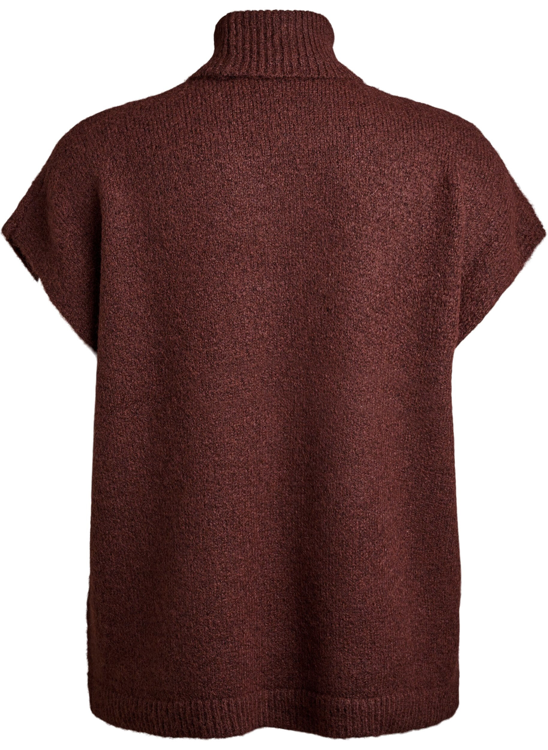 Zizzi Dzianinowy bezrekawnik z golfem, Brązowy, Packshot image number 1