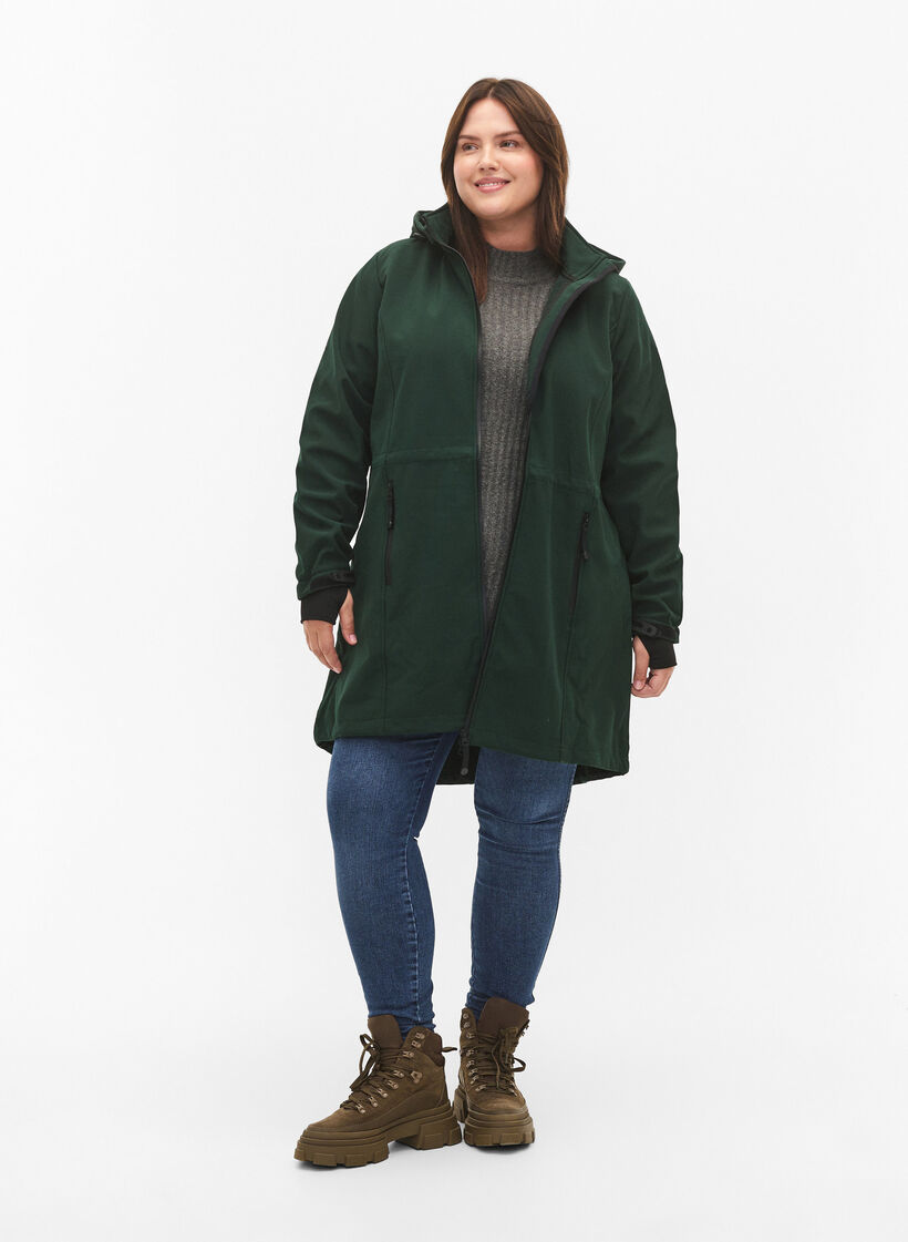 Kurtka softshell z odpinanym kapturem, Zielony, Model image number 1