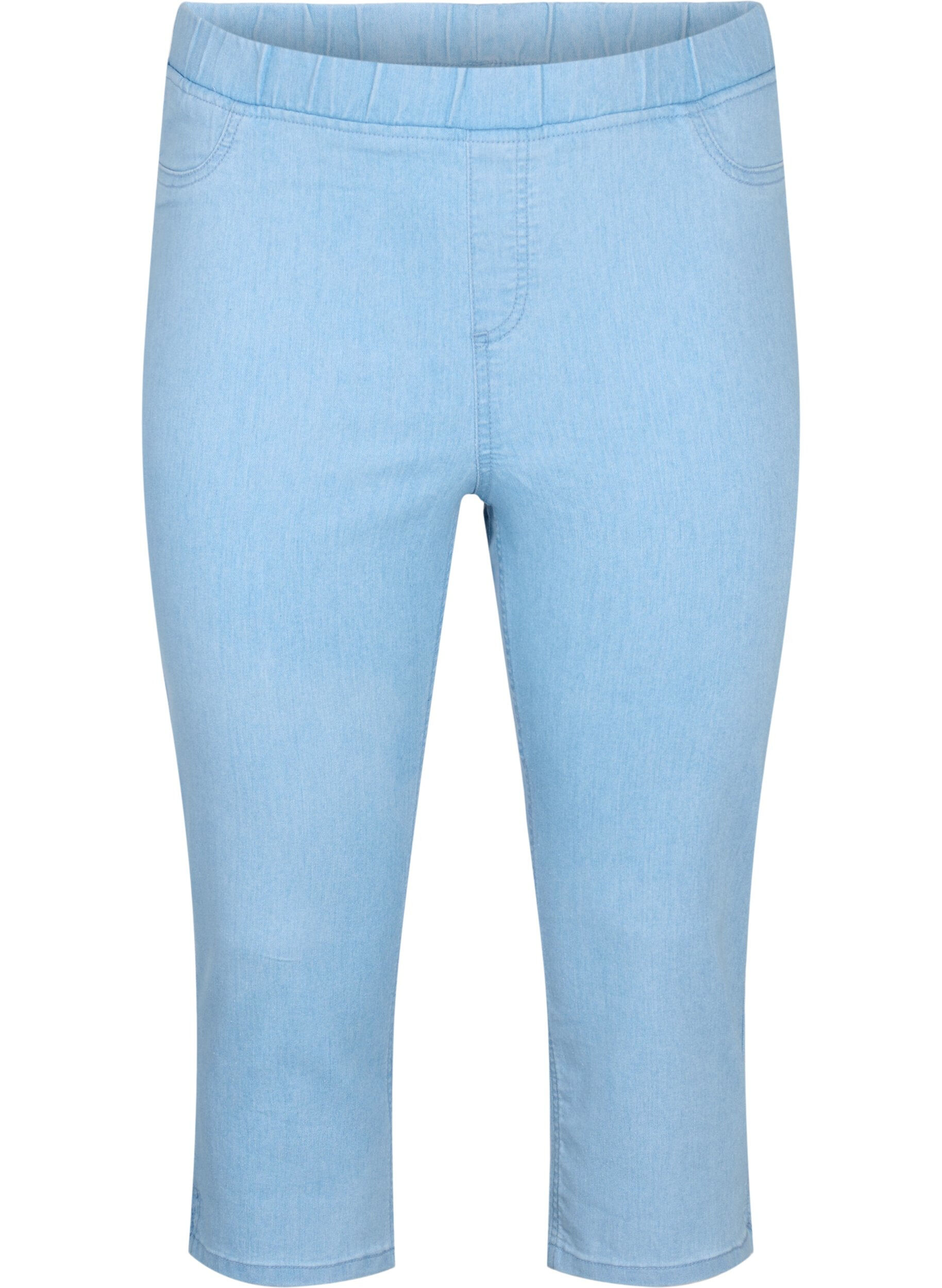 Zizzi Cotton blend capris, Light blue denim, Packshot image number 0