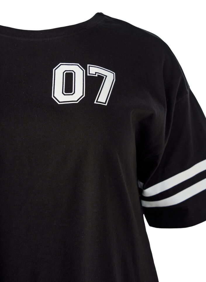 Kr&oacute;tka sukienka koszulkowa ze sportowymi detalami, Czarne, Packshot image number 2
