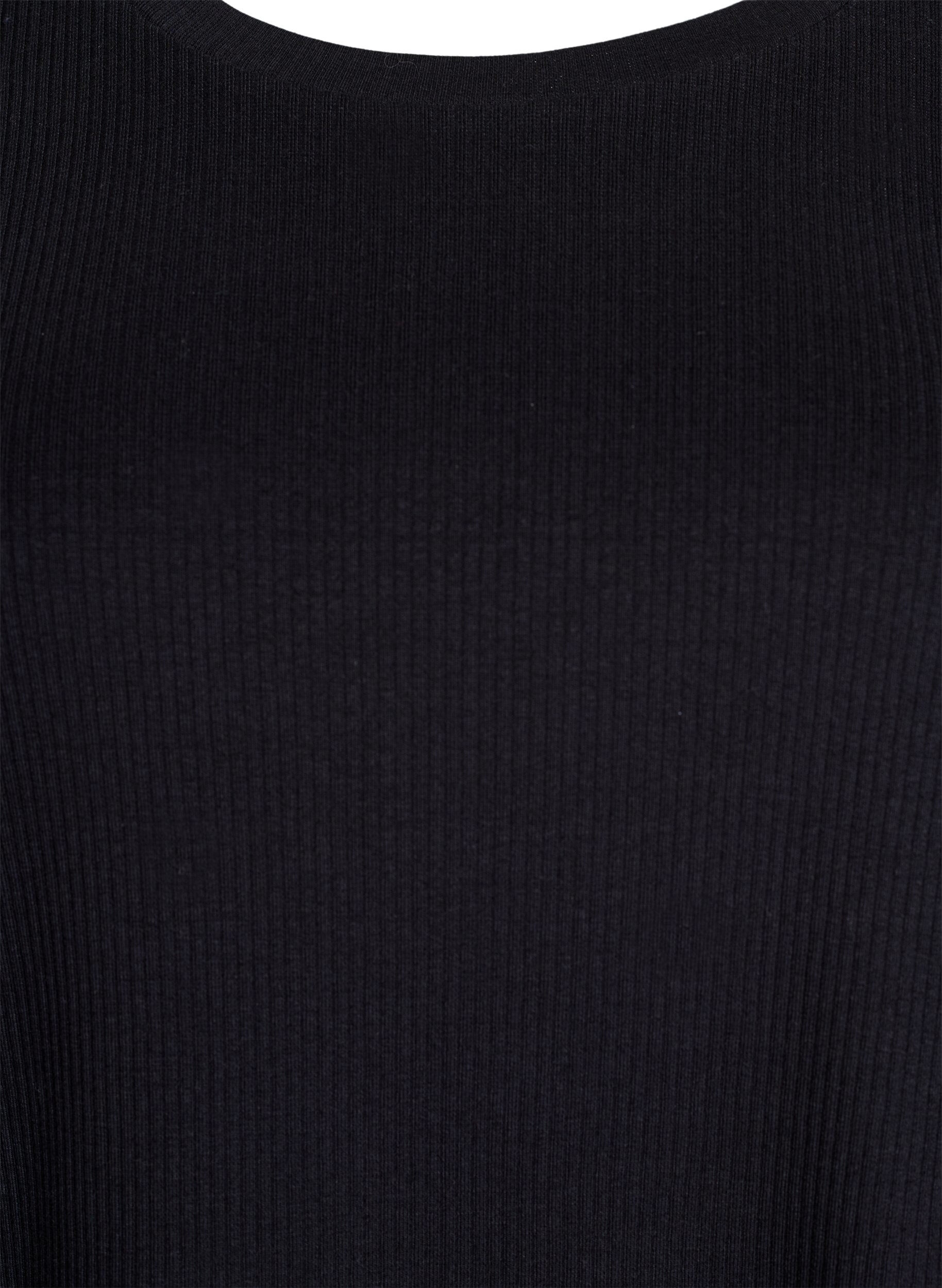 Zizzi Bluzka z dzerseju w prazki z kr&oacute;tkim rekawem, Czarne, Packshot image number 2