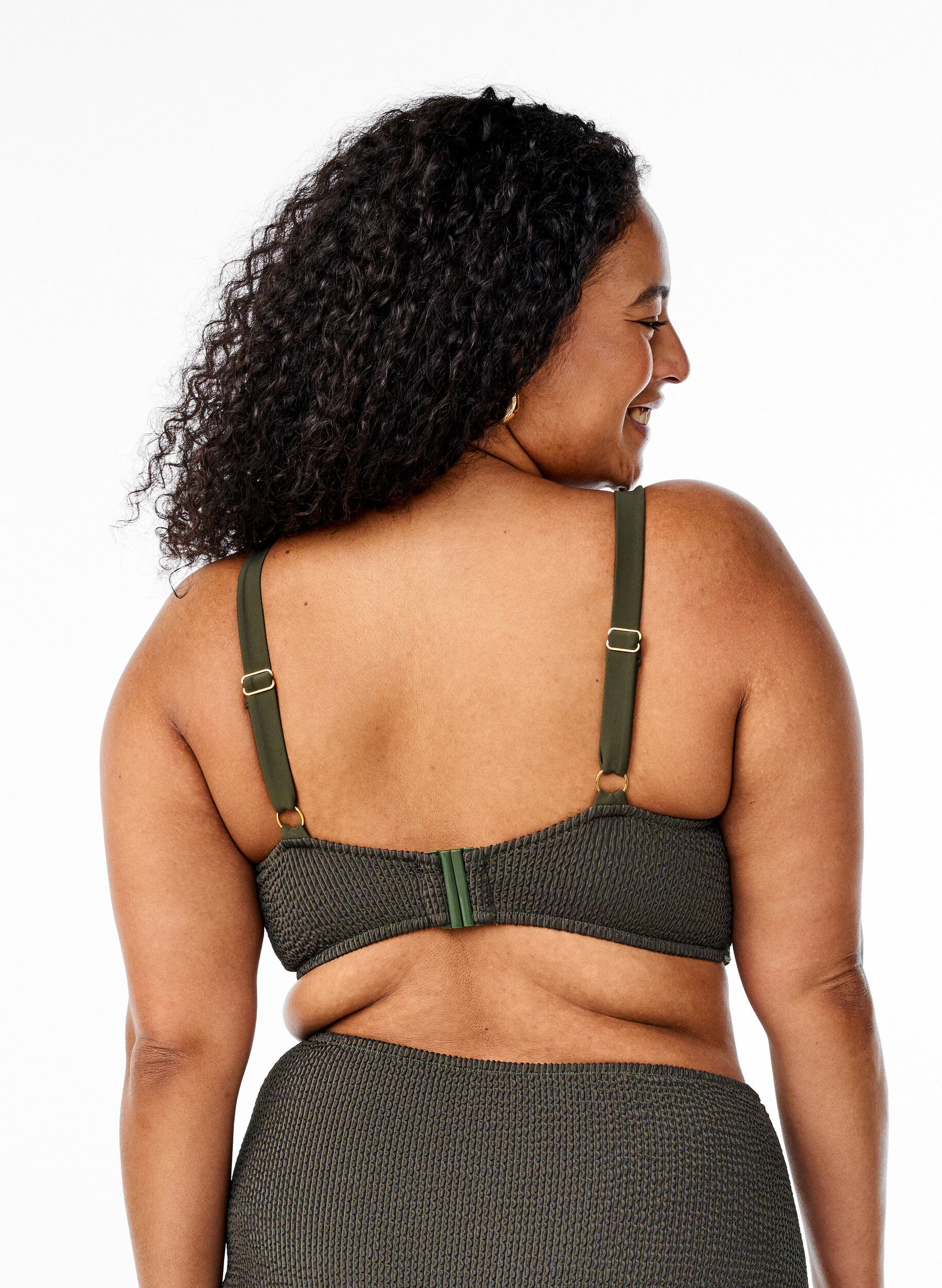 Zizzi G&oacute;ra od bikini z faktura i eleganckim detalem, Zielony, Model image number 1