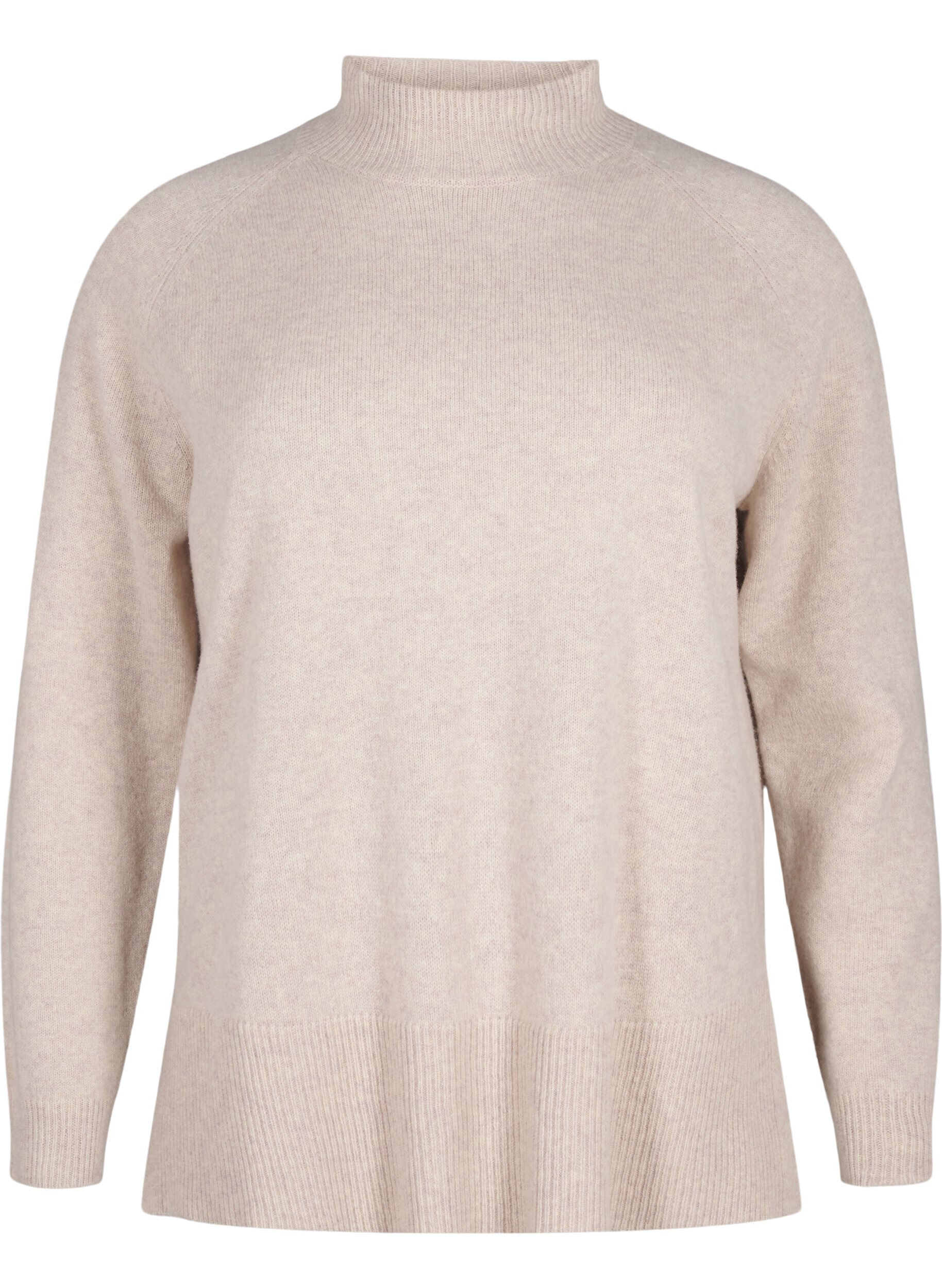 Zizzi Merino welniany sweter z golfem, Pumice Stone Mel., Packshot image number 0
