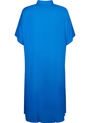 Wiskozowa sukienka koszulowa z krótkimi rekawami, Victoria blue, Packshot image number 1