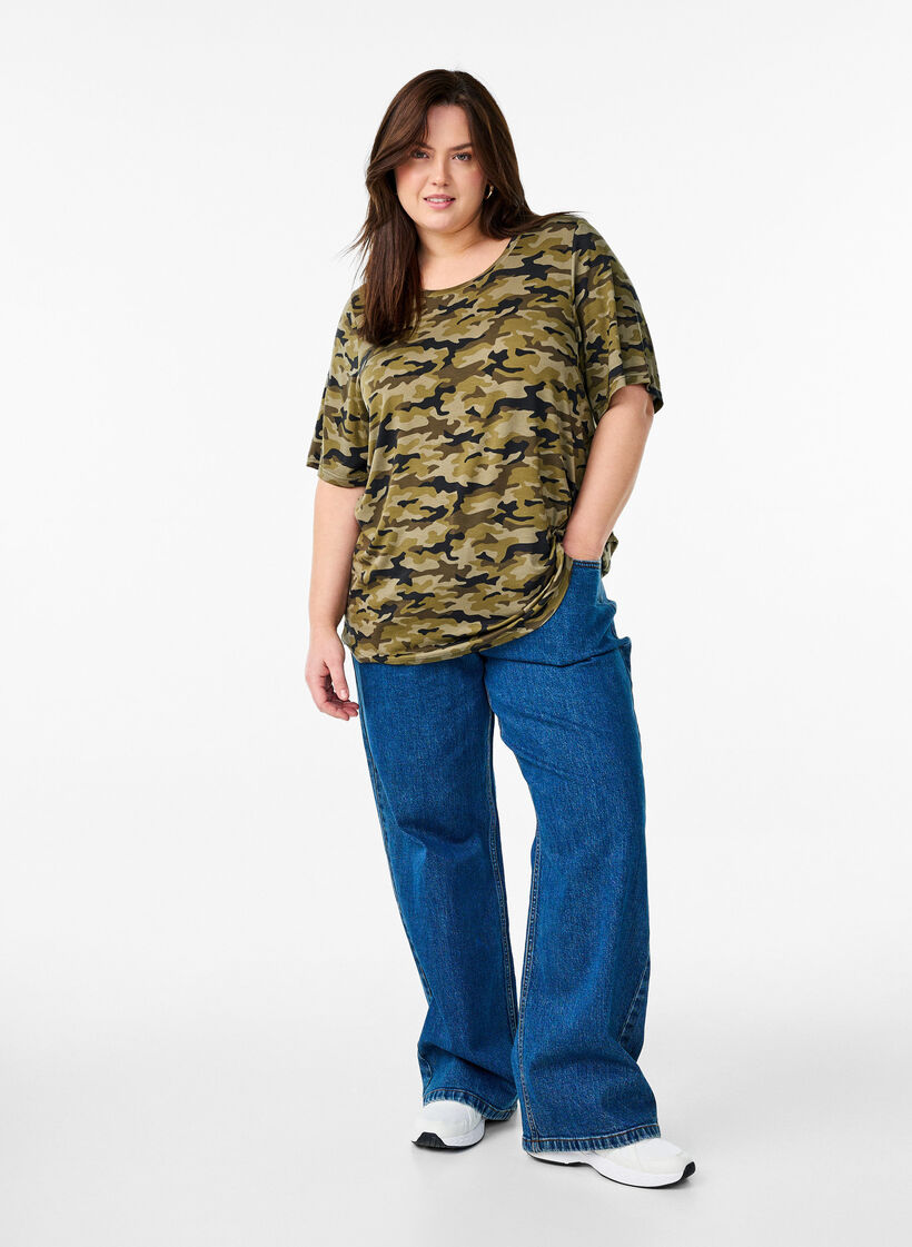 Koszulka z TENCEL&trade; Lyocell i paskami, Zielony, Model image number 1