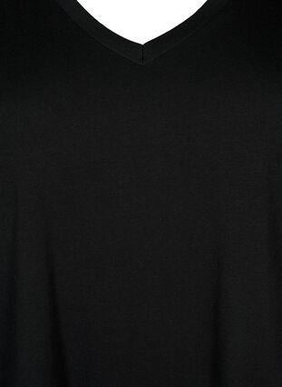 Jednokolorowa koszulka typu oversize z dekoltem w szpic, Black, Packshot image number 2