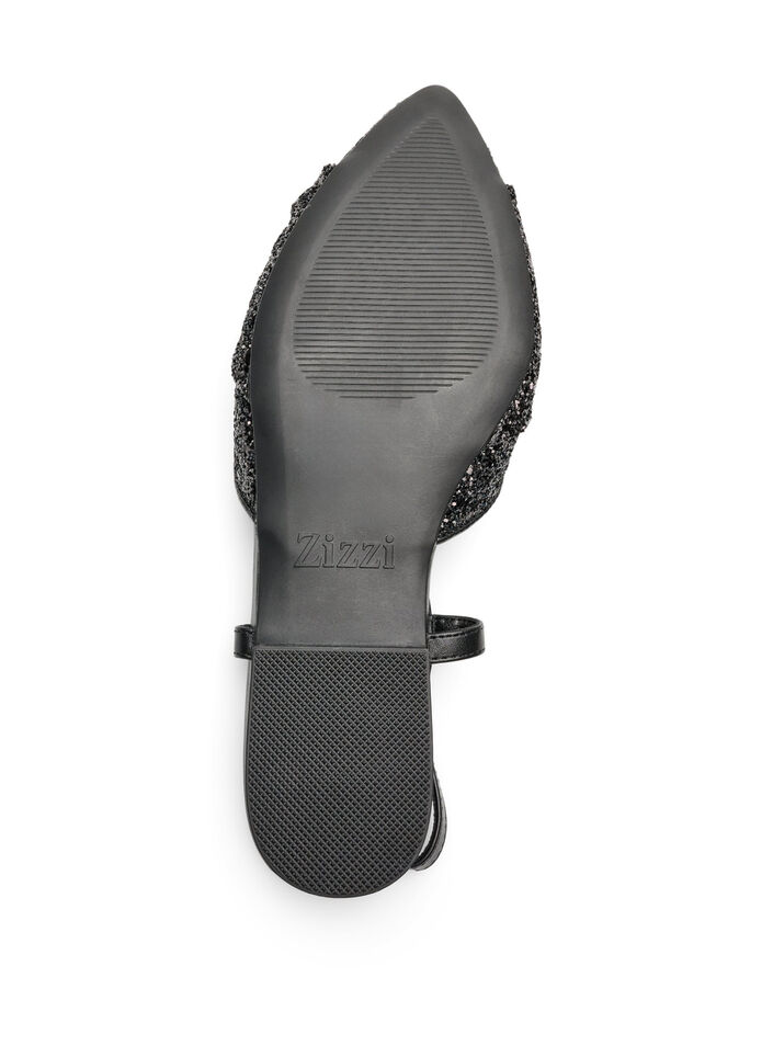 Sandalki na obcasie ze spiczastym noskiem i kokardka, Czarne, Packshot image number 4