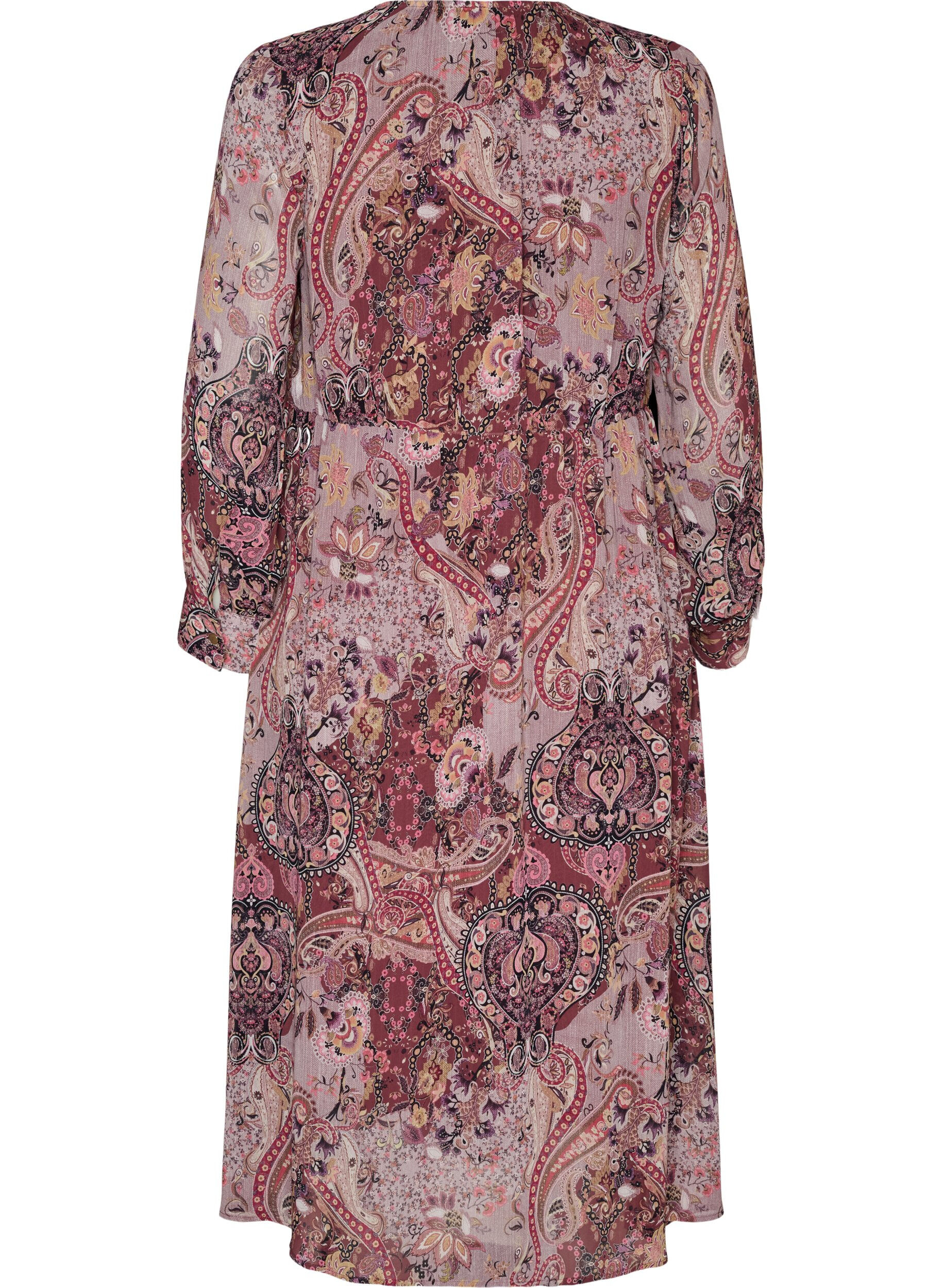 ZizziSukienka midi z nadrukiem paisley i elastyczna talia, Fioletowy, Packshot image number 1