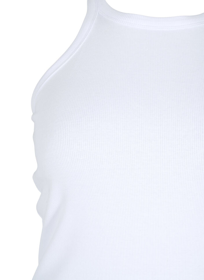 Prazkowany bawelniany tank top, Bright White, Packshot image number 2