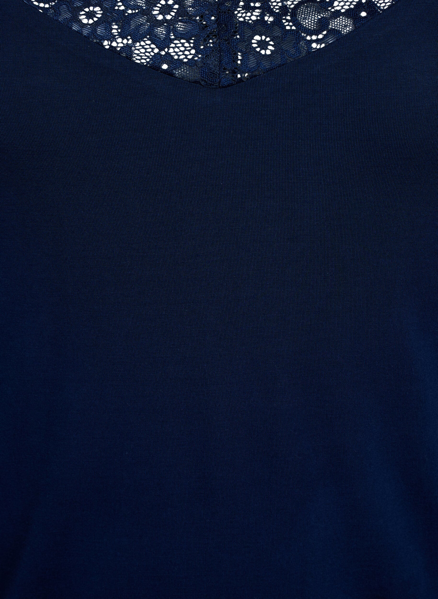 Zizzi Wiskozowy top z koronkowym brzegiem, Niebieskie, Packshot image number 2