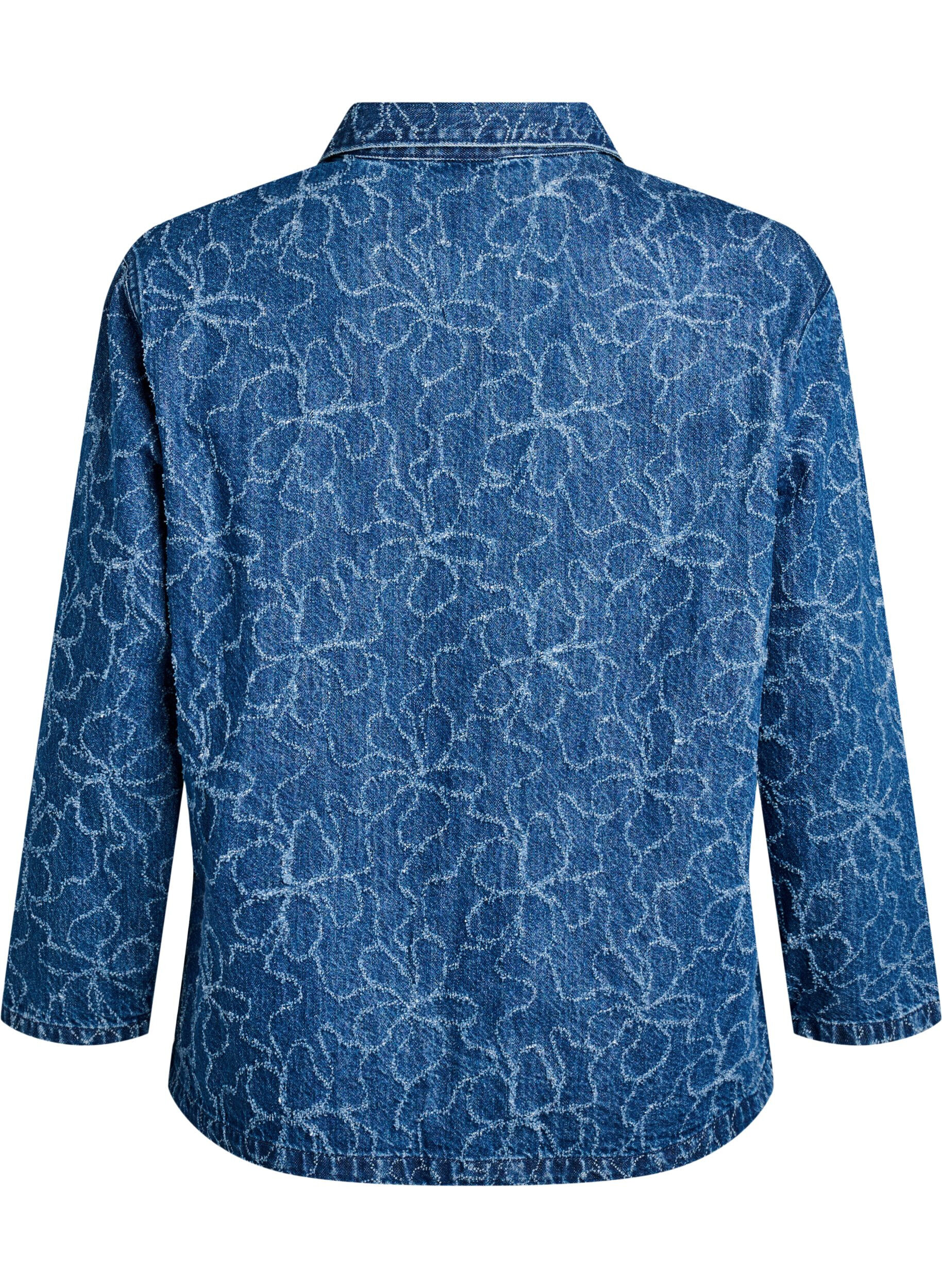 Zizzi Zawiazywana kurtka jeansowa z kieszeniami, Blue Denim Destroy, Packshot image number 1