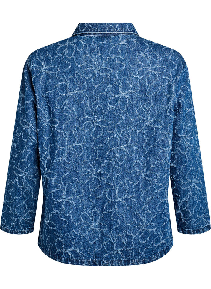 Zawiazywana kurtka jeansowa z kieszeniami, Blue Denim Destroy, Packshot image number 1