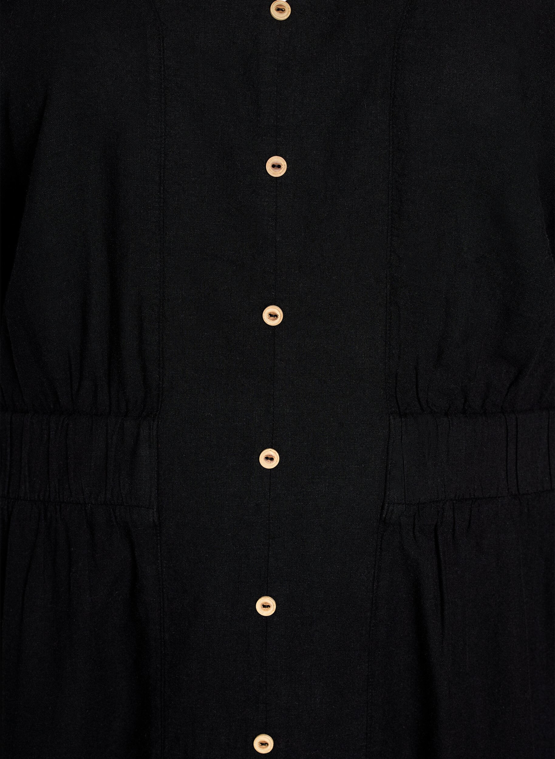 Zizzi Sukienka midi z lnu i wiskozy z rozcieciami z przodu, Czarne, Packshot image number 2