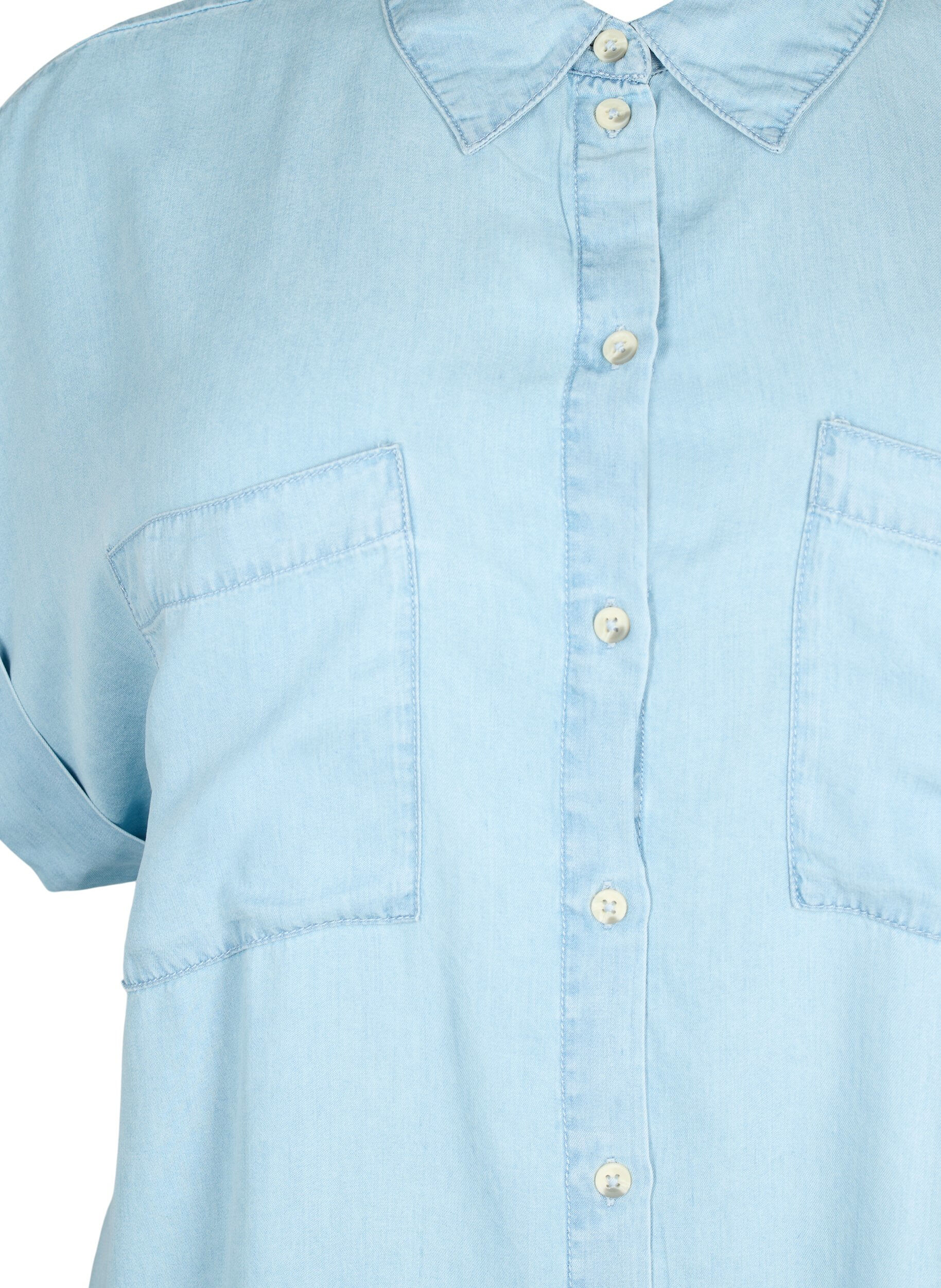 Zizzi Koszula z lyocellu (TENCEL&trade;) z kr&oacute;tkim rekawem, Light blue denim, Packshot image number 2