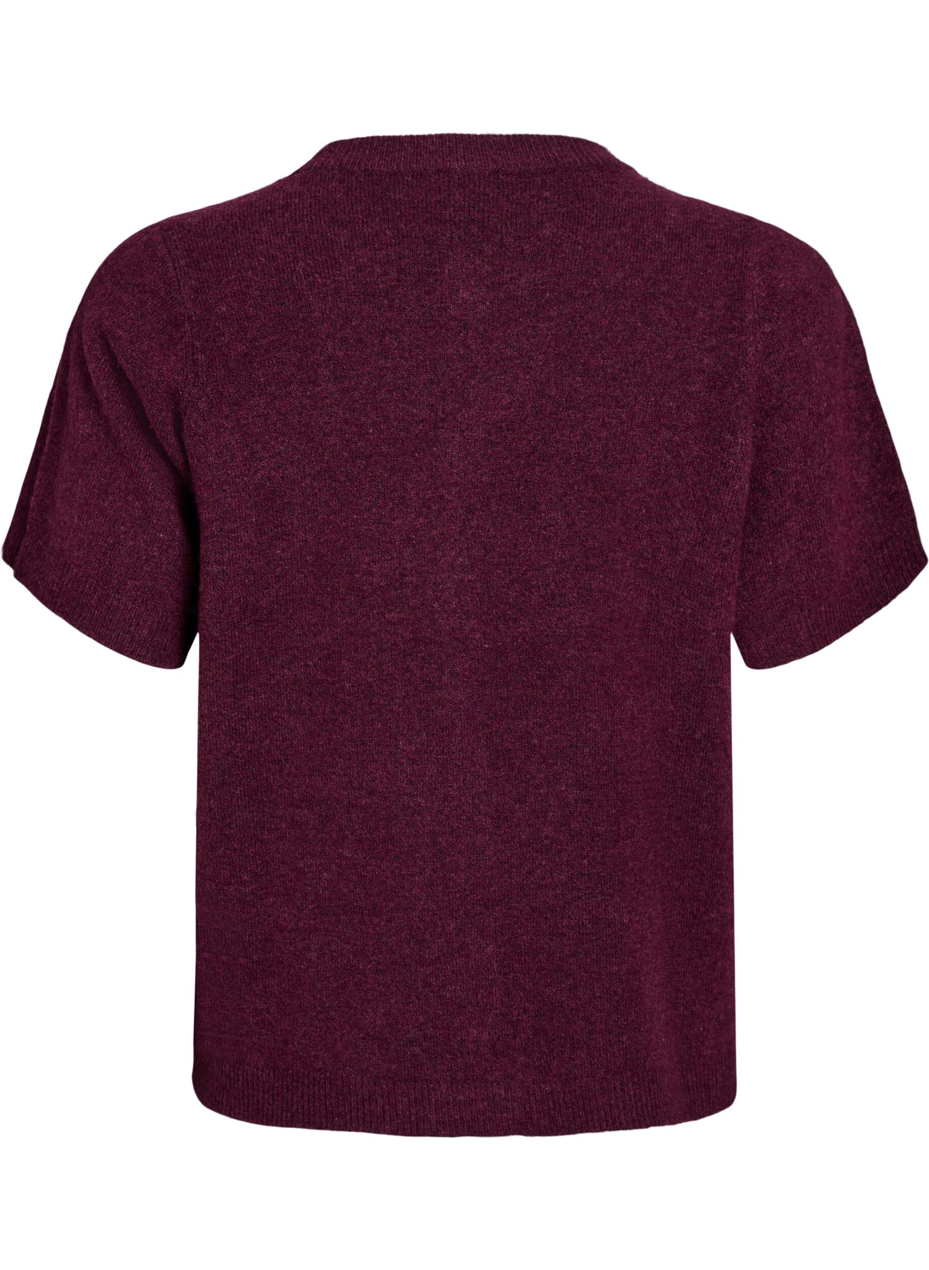 ZizziDzianinowy kardigan z kr&oacute;tkim rekawem, Ciemnobordowy, Packshot image number 1