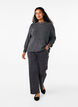 Melanzowy sweter z okraglym dekoltem, Dark Grey Black Mel., Model image number 2