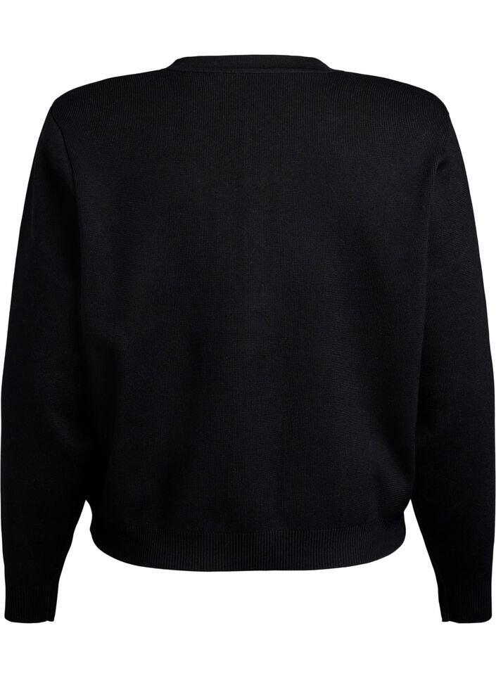 Kardigan z ozdobnymi zlotymi guzikami, Czarne, Packshot image number 1