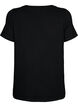 Prazkowany t-shirt z wiskozy z dekoltem w szpic, Black, Packshot image number 1