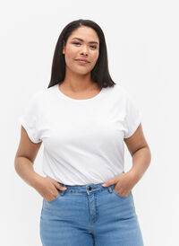 Koszulka z krótkimi rekawami wykonana z mieszanki bawelny, Bright White, Model