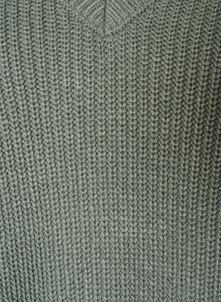 Dluga bluzka z dzianiny prazkowanej z dekoltem V, Zielony, Packshot image number 2