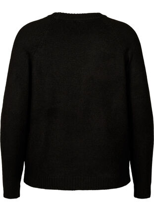 Dzianinowa bluzka z wyhaftowanym tekstem, Black/Black, Packshot image number 1