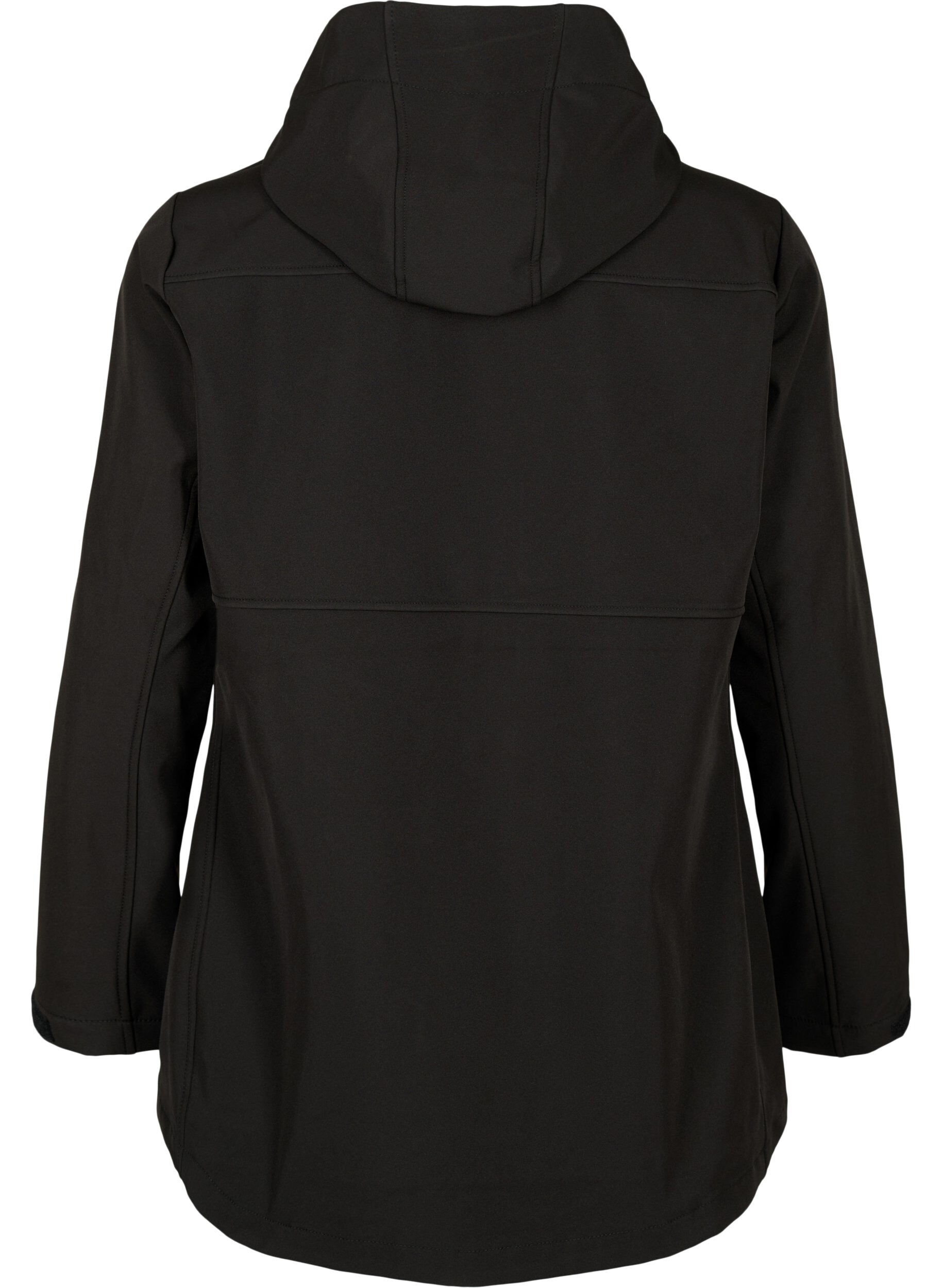 Zizzi Kr&oacute;tka kurtka softshell z kieszeniami, Black, Packshot image number 1