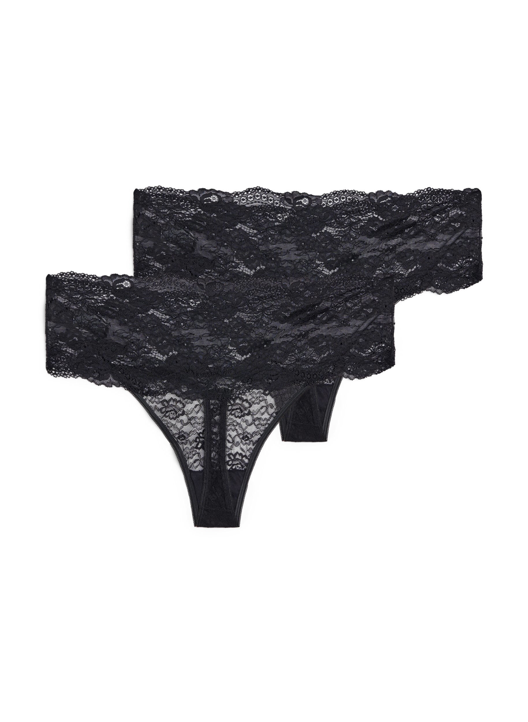 Zizzi	 2-pack stringi, Czarne, Packshot image number 1