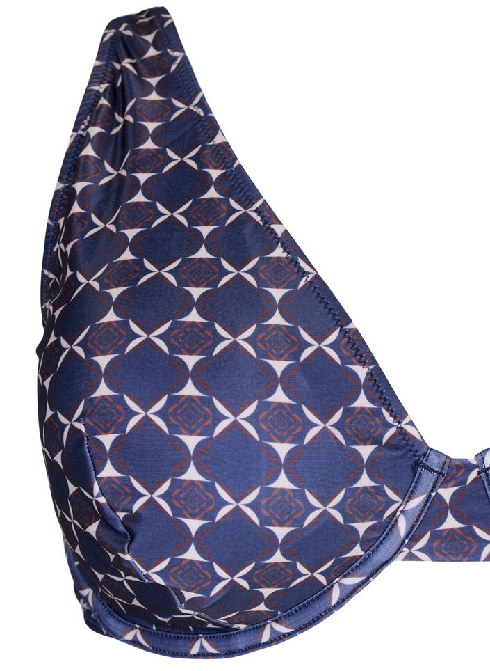 Góra od bikini z nadrukiem i fiszbinami, Niebieskie, Packshot image number 2