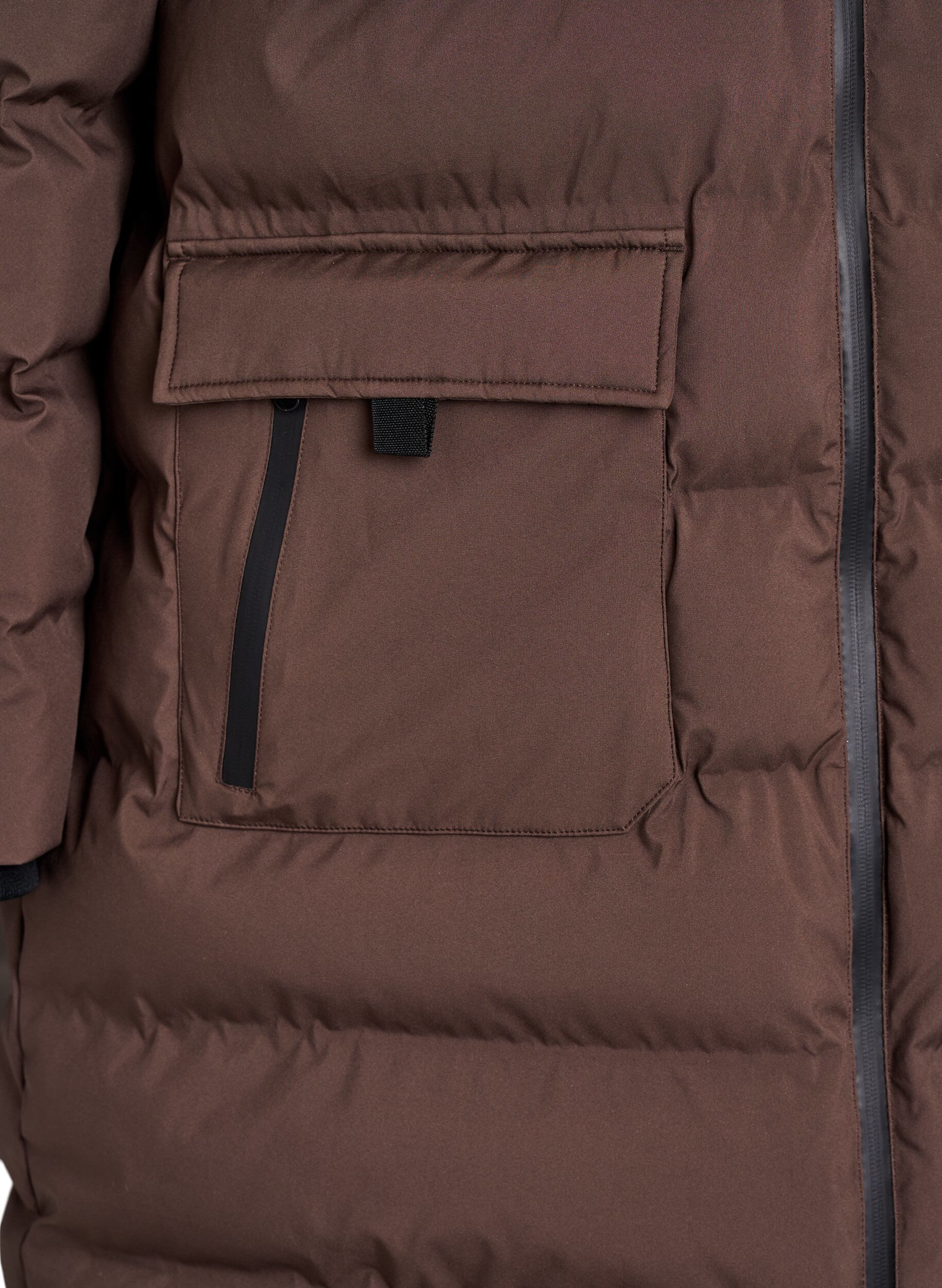 Zizzi Puchowy plaszcz z kapturem i kieszeniami, Brązowy, Packshot image number 3