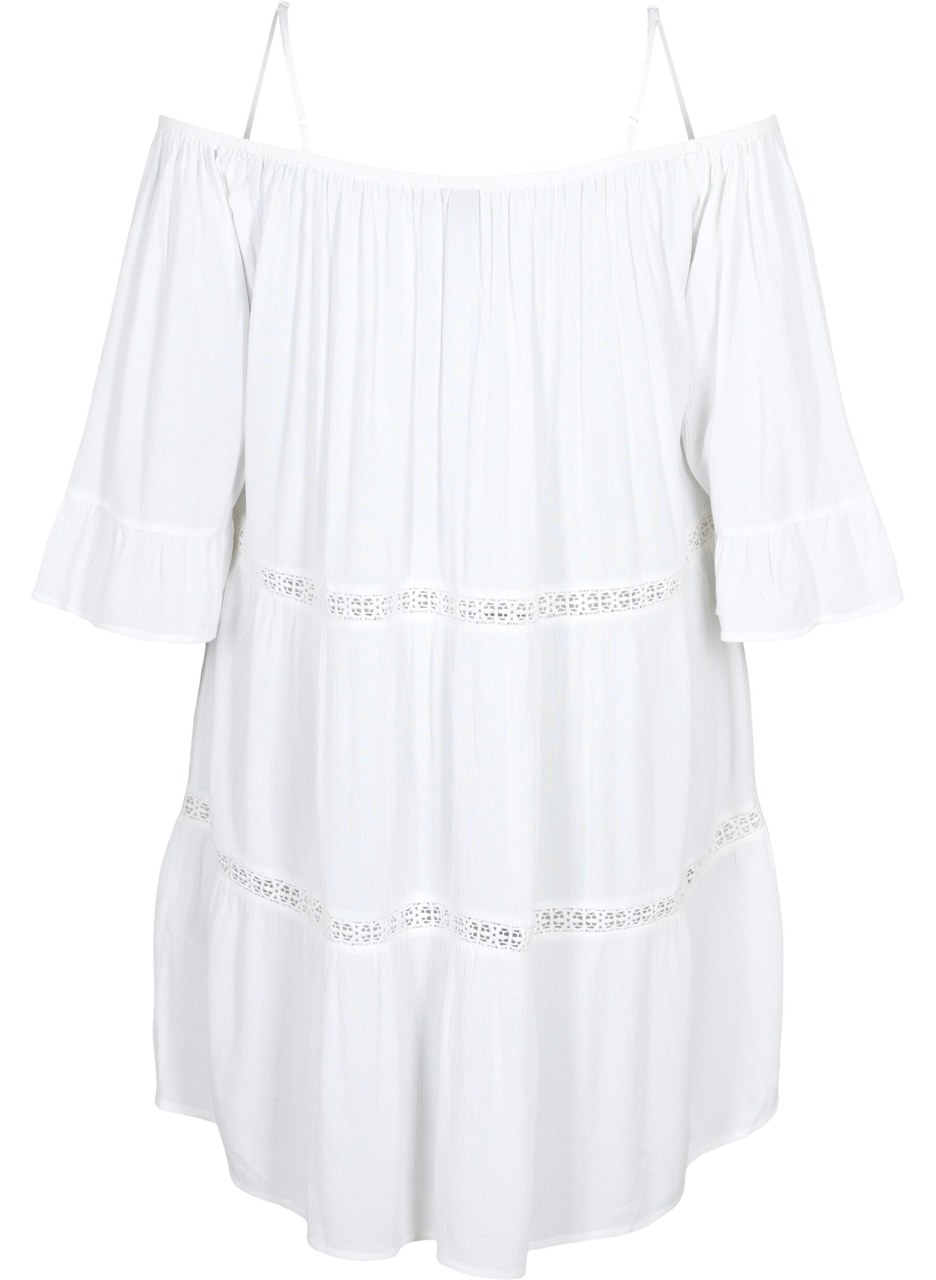 Zizzi Beach tunic with off-shoulder, White, Packshot image number 1
