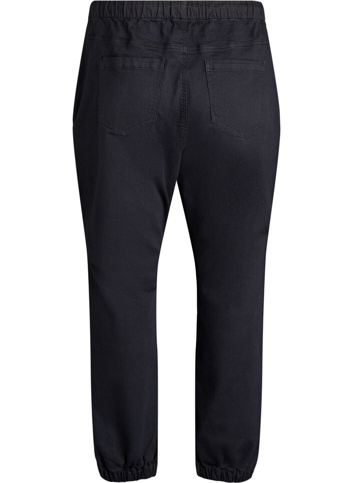 Jeansowe joggery z kieszeniami, Czarne, Packshot image number 1