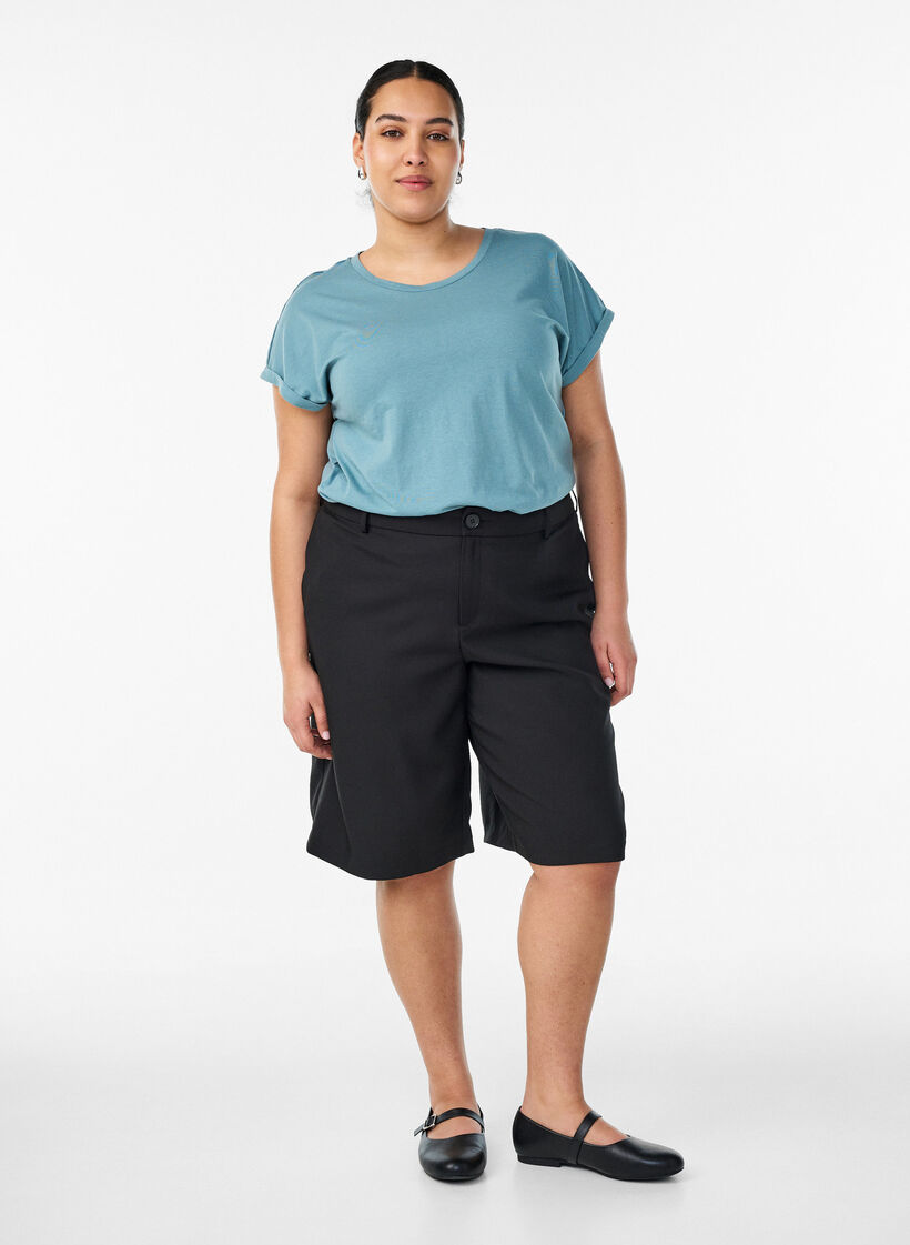 Koszulka z kr&oacute;tkimi rekawami wykonana z mieszanki bawelny, Niebieskie, Model image number 1