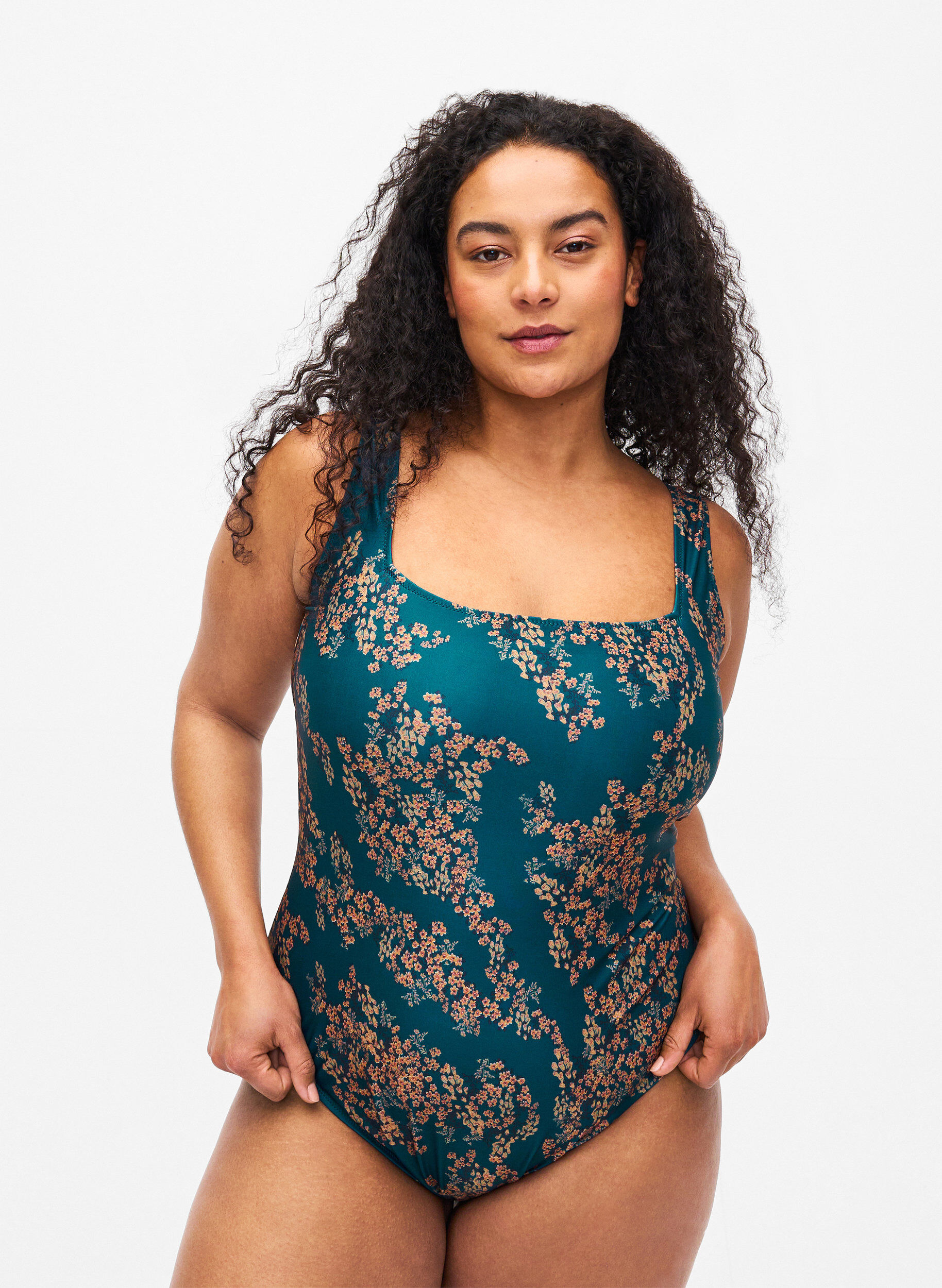 Zizzi Str&oacute;j kapielowy z kwiatowym nadrukiem, Zebra Flower, Model image number 0