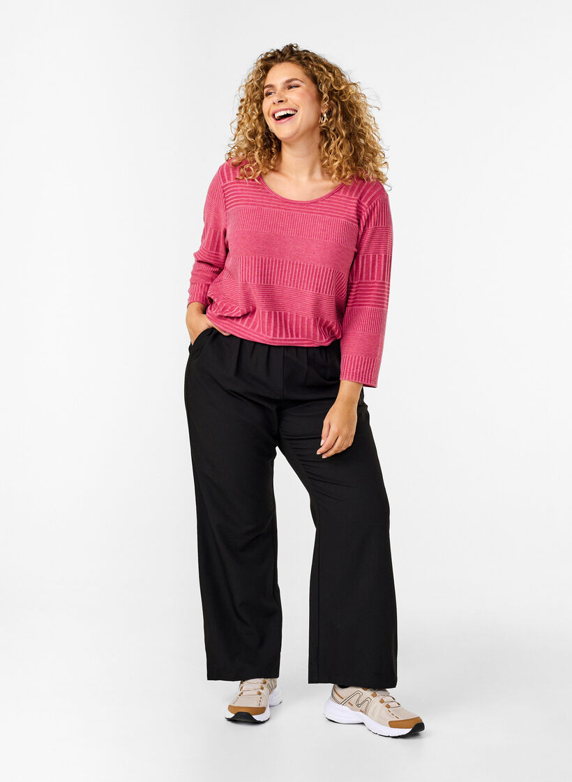 Bluzka z rekawem 3/4 i wzorem w paski, Malaga Mel., Model image number 2