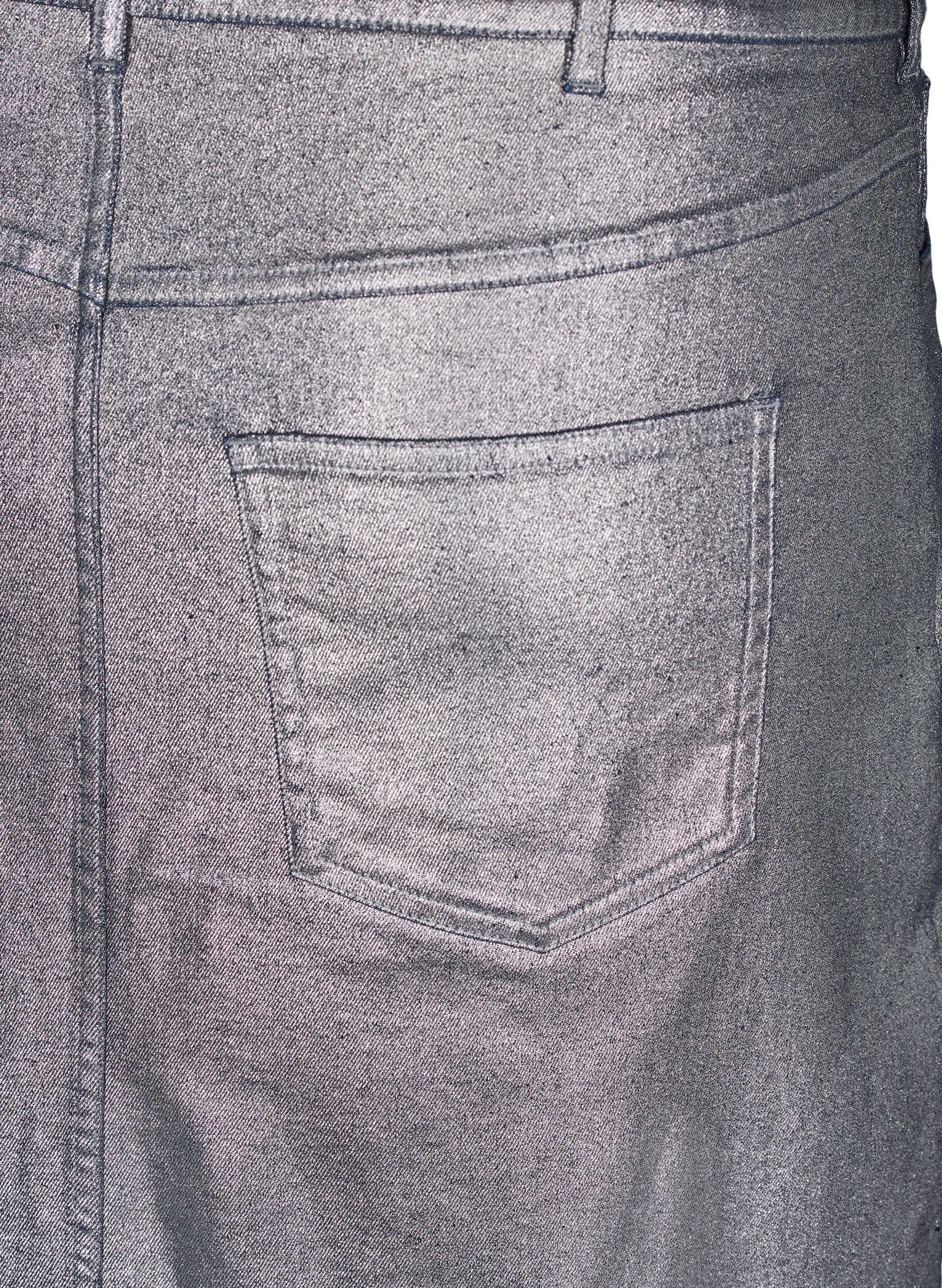 Zizzi Posrebrzana sp&oacute;dnica midi, Gun Sliver, Packshot image number 2