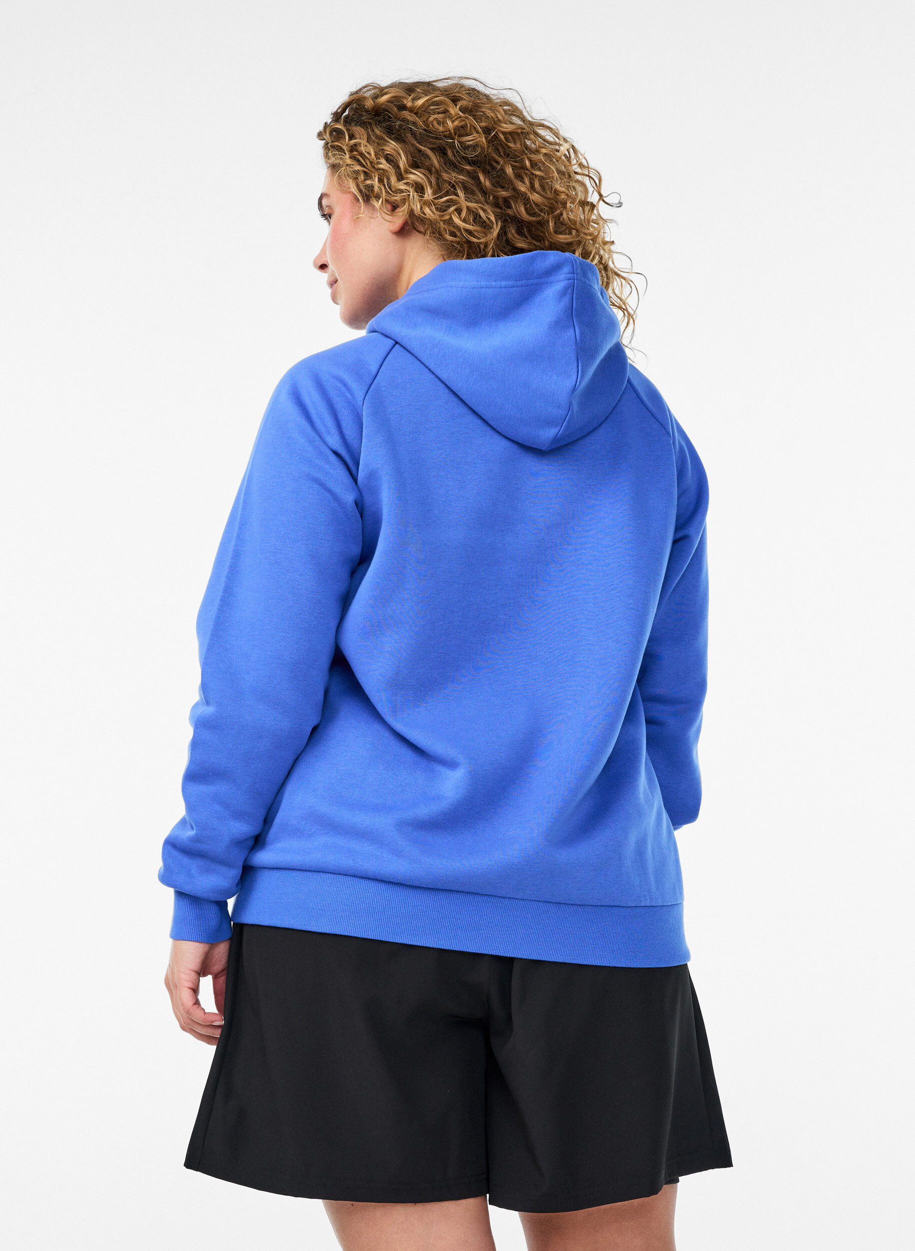 ZizziBluza z kapturem z haftowanym motywem z przodu, Niebieskie, Model image number 2